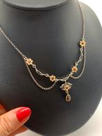 S909 Prachtige ketting met granaat, Sieraden, Tassen en Uiterlijk, Ophalen of Verzenden, Zilver, Ketting, Verguld
