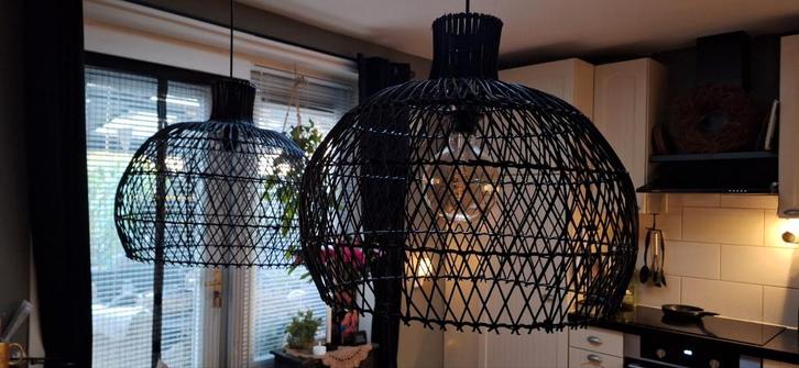 Grote Rieten Hanglamp, Huis en Inrichting, Lampen | Hanglampen, Zo goed als nieuw, Minder dan 50 cm, Ophalen