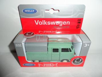 Welly - Volkswagen T1 Dubbele Cabine (Soft-Top) (groen) 1:36 beschikbaar voor biedingen