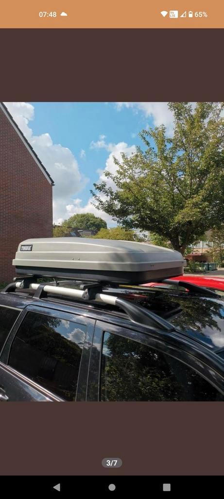 Grote Thule dakkoffer incl dakdragers., Auto diversen, Dakkoffers, Gebruikt, Ophalen