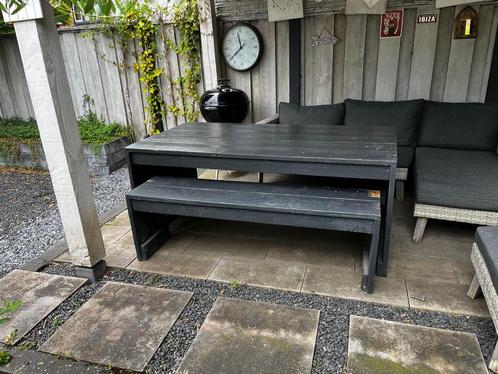 GRATIS grote tuintafel met bijpassend bankje, Tuin en Terras, Tuinbanken, Gebruikt, Hout, Ophalen
