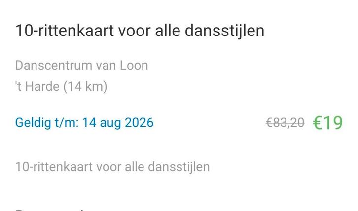 Dansschool strippenkaart, Tickets en Kaartjes, Sport | Overige