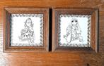 Set van 2 wandtegels in houten lijst – Sara & Abraham, Ophalen of Verzenden