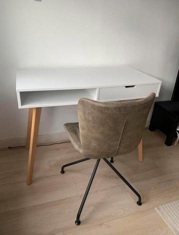 Bureau TAMHOLT 50x100 wit/naturel + stoel beschikbaar voor biedingen