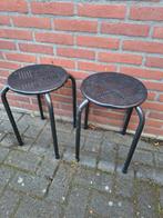 Set van 2 metalen krukjes, Ophalen, Gebruikt, Zwart