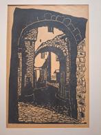 Houtsnede van een oude stadspoort, Antiek en Kunst, Ophalen of Verzenden