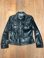 Vintage Redskins Dames Trucker Spijkerjack Leer Zwart L, Ophalen of Verzenden, Gedragen, Maat 42/44 (L), Zwart