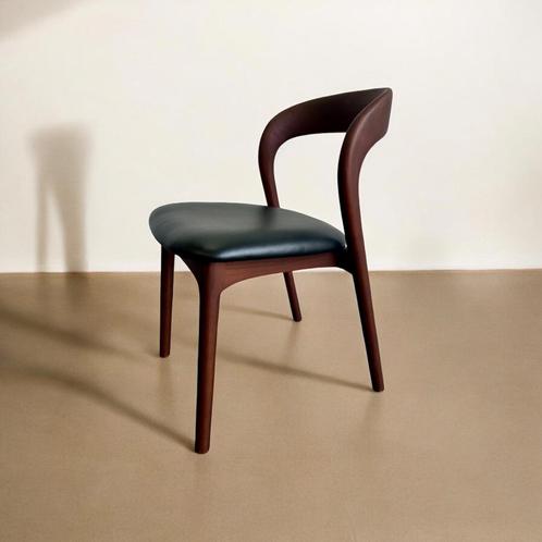Houten eetkamerstoel met lederen zit (meerdere stuks), Antiek en Kunst, Antiek | Meubels | Stoelen en Banken, Ophalen