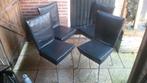 Set 4 eethoekstoelen Gerard van den Berg zwart leer stoelen, Huis en Inrichting, Stoelen, Ophalen, Gebruikt, Zwart, Metaal