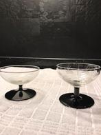 2 antieke Leerdam glazen. Slepen en gesatineerd glas.Vintage, Antiek en Kunst, Antiek | Glas en Kristal, Ophalen of Verzenden