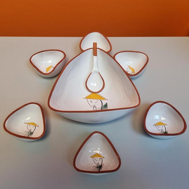 compleet vintage keramische pindaset pindastel jaren 70, Antiek en Kunst, Antiek | Keramiek en Aardewerk, Ophalen of Verzenden