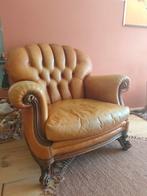 Antiek leren fauteuil (evt 2), Ophalen, Gebruikt, 75 tot 100 cm, 75 tot 100 cm