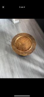 Industriële Bijzettafel met Goudkleurig Blad, Huis en Inrichting, Minder dan 45 cm, Minder dan 55 cm, Metaal of Aluminium, Rond