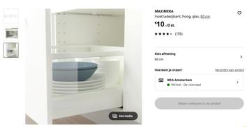 8 sets MAXIMERA Inzet ladezijkant, hoog, glas, 60cm beschikbaar voor biedingen