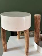Krukjes met houten pootjes omkeerbare bak. Apart en stoer!, Huis en Inrichting, Ophalen of Verzenden, Gebruikt, Staal