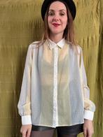 Vintage blouse - wit / geel - stippen - 38/M/medium, Maat 38/40 (M), Geel, Ophalen of Verzenden, HGV