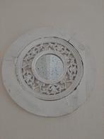 Witte brocante spiegel, Huis en Inrichting, Woonaccessoires | Spiegels, Minder dan 50 cm, Gebruikt, Rond, Ophalen of Verzenden