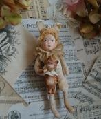 Prachtige brocante wattenpop Konijntje met beertje Pasen, Antiek en Kunst, Ophalen of Verzenden