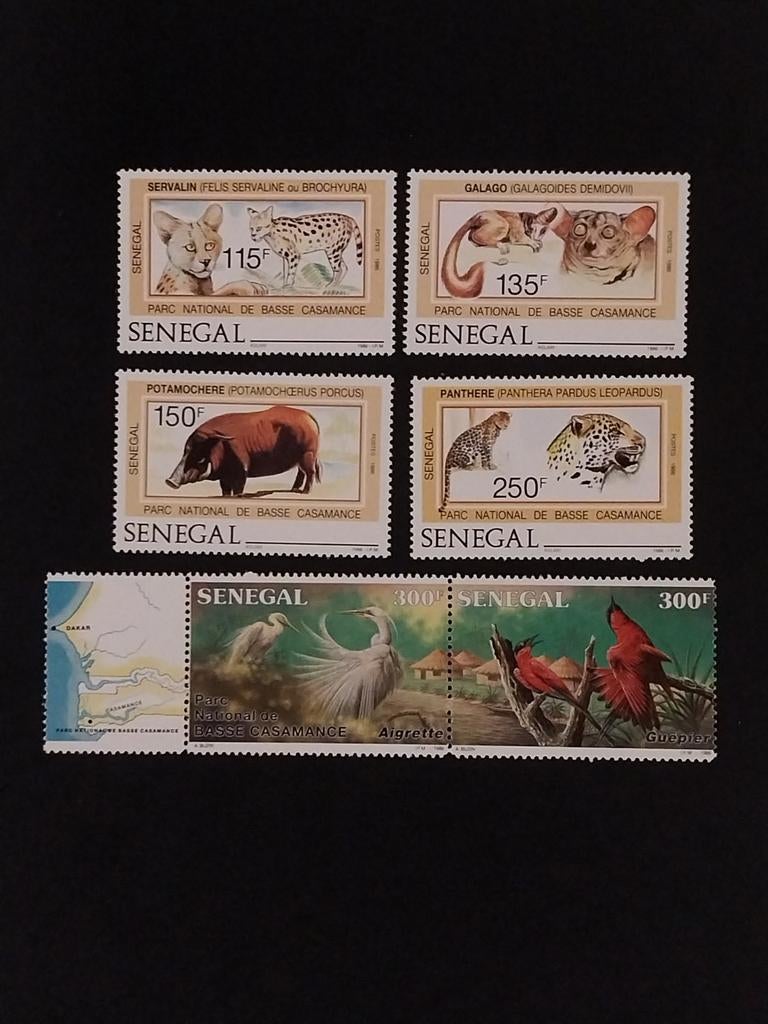 Senegal 938-943 dieren/vogels 1987 postfris mi 37 eu, Ophalen of Verzenden, Dier of Natuur