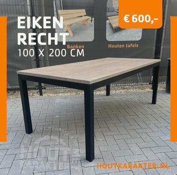Eiken recht 100x200cm tafel compleet en behandeld  beschikbaar voor biedingen