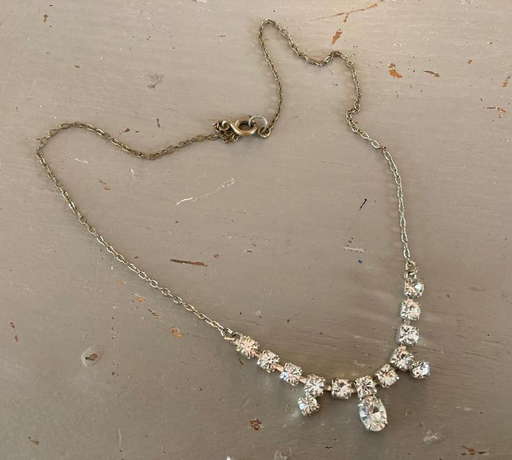 Vintage rhinestones strass ketting costume Jewelry collier, Sieraden, Tassen en Uiterlijk, Antieke sieraden, Ketting, Overige materialen
