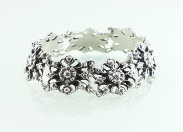 Vintage zilveren armband florale schakels  beschikbaar voor biedingen