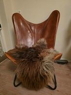 Vintage vlinderstoel leer ( zonder schapenvacht), Huis en Inrichting, Stoelen, Bruin, Leer, Ophalen of Verzenden, Zo goed als nieuw