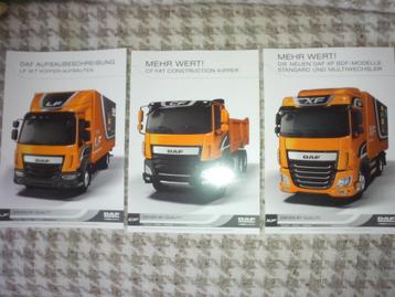 3x Duitse DAF LF 16 + CF Kipper + XF BDF brochures/folders beschikbaar voor biedingen