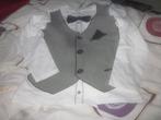 Nieuw wit/zwart/grijs shirtje met opdruk gilet/strikje 116, Kinderen en Baby's, Kinderkleding | Maat 116, Ophalen of Verzenden