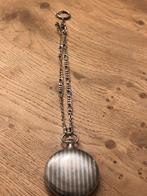 Antiek Zilveren alpine Zakhorloge met Ketting(goed lopend), Antiek en Kunst, Ophalen of Verzenden