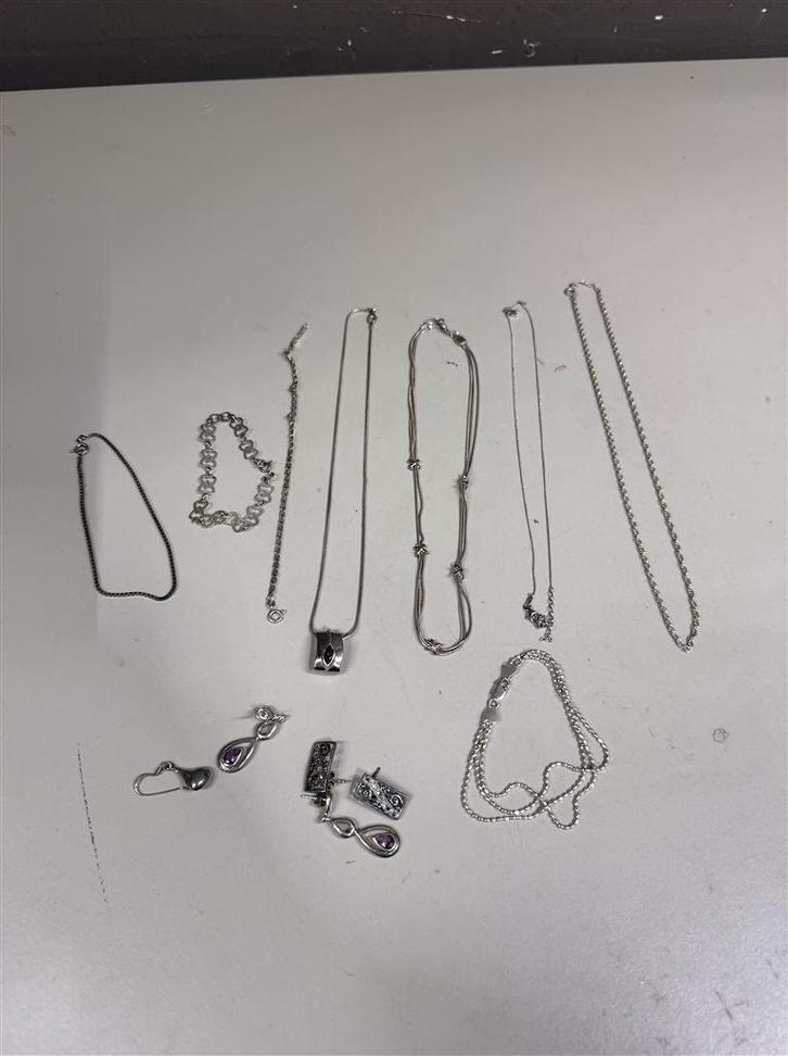 925 vintage sterling zilveren kettingen, armbanden en oorbel, Sieraden, Tassen en Uiterlijk, Kettingen, Zo goed als nieuw, Zilver