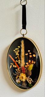 Vintage, bol glas schilderij, droogbloemen, Ophalen of Verzenden, Gebruikt