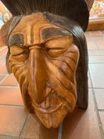Indianen hoofd houten beeld, Antiek en Kunst, Kunst | Beelden en Houtsnijwerken, Ophalen of Verzenden