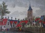 Gravure kleur zicht Nieuw Hellevoetsluis kerk Bendorp 1793, Antiek en Kunst, Kunst | Etsen en Gravures, Verzenden