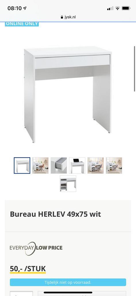 Klein wit bureautje - 50x75cm, Huis en Inrichting, Bureaus, Zo goed als nieuw, Bureau, Ophalen