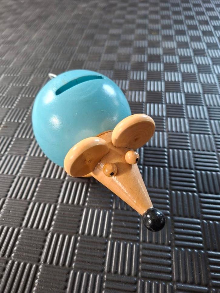Houten spaarpot muis, Verzamelen, Spaarpotten, Zo goed als nieuw, Dier, Hout, Ophalen of Verzenden
