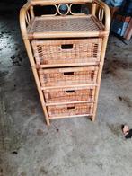 Vintage rotan bamboe ladenkastje, Ophalen, 50 tot 100 cm, 3 of 4 laden, Minder dan 100 cm