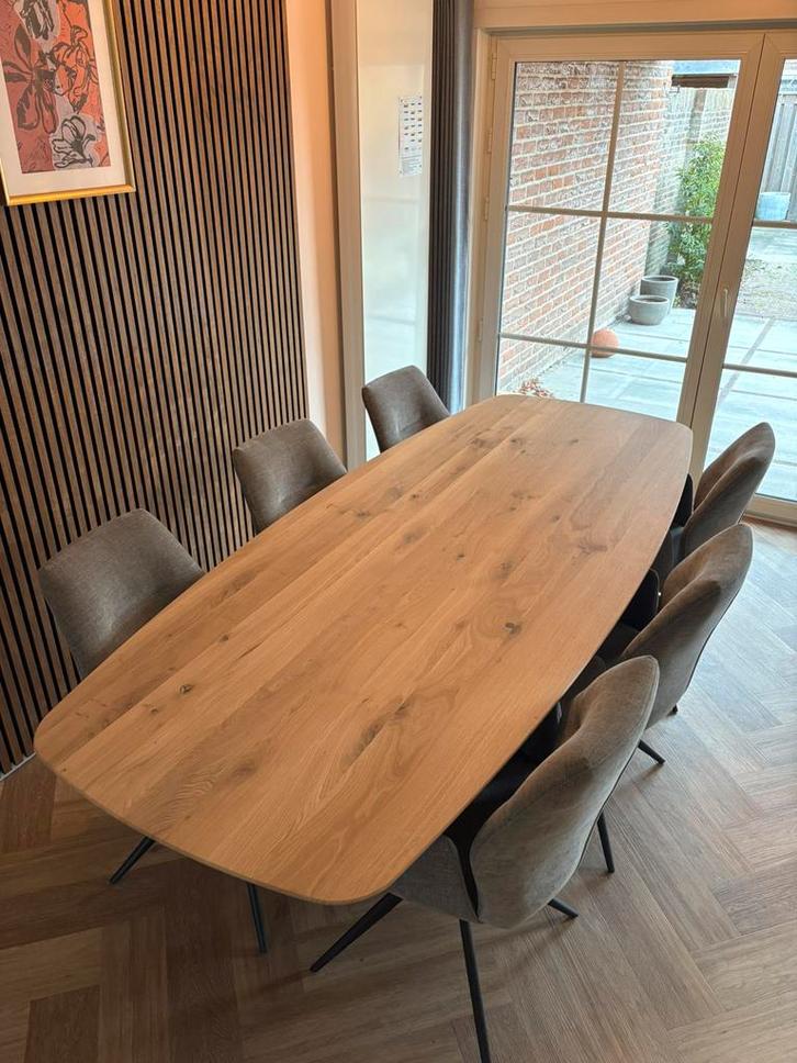 Eettafel 240x100 Deens ovaal, eiken / matrixpoot zwart, Huis en Inrichting, Tafels | Eettafels, Zo goed als nieuw, 100 tot 150 cm