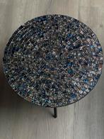 Mooi mozaïek salon tafeltje blauw/goud, Gebruikt, 50 tot 100 cm, Rond, Ophalen of Verzenden