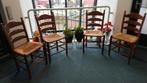 4 Eiken stoelen met biezen zitting, Huis en Inrichting, Stoffering | Vloerbedekking, Parket, 75 m² of meer, Gebruikt, Bruin