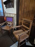 2 Antieke heren stoelen, volledig hout, te stofferen, Ophalen