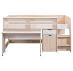 Bed Halfhoogslaper Tempo - eiken/wit - 90x200 cm, Ophalen, Zo goed als nieuw, Halfhoogslaper