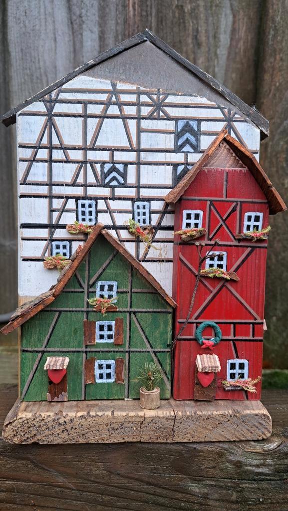 Houten Vakwerkhuisjes - Handgemaakt, Huis en Inrichting, Woonaccessoires | Wanddecoraties, Nieuw, Ophalen of Verzenden