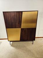 Unieke houten kast met messing deurtjes, Ophalen, Zo goed als nieuw, 25 tot 50 cm