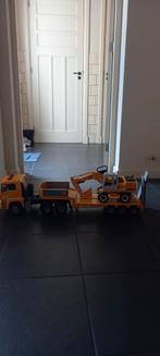 Bruder vrachtwagen met aanhanger en kraan, Ophalen of Verzenden, Zo goed als nieuw