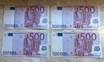 4 stuks € 500 / 500 euro biljetten 2002 beschikbaar voor biedingen