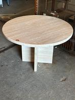 Vintage Travertin salontafel, Ophalen, Overige materialen, 50 tot 100 cm, Rond