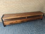Groot TV-meubel Staal en Mangohout- 251cm breed, Huis en Inrichting, Kasten | Televisiemeubels, Gebruikt, 200 cm of meer, Minder dan 100 cm