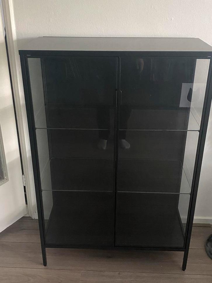 Ikea RUDSTA Vitrinekast - Zwart, Antiek en Kunst, Antiek | Meubels | Kasten, Ophalen