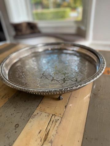 Zilveren Marrokaans dienblad 42cm rond beschikbaar voor biedingen